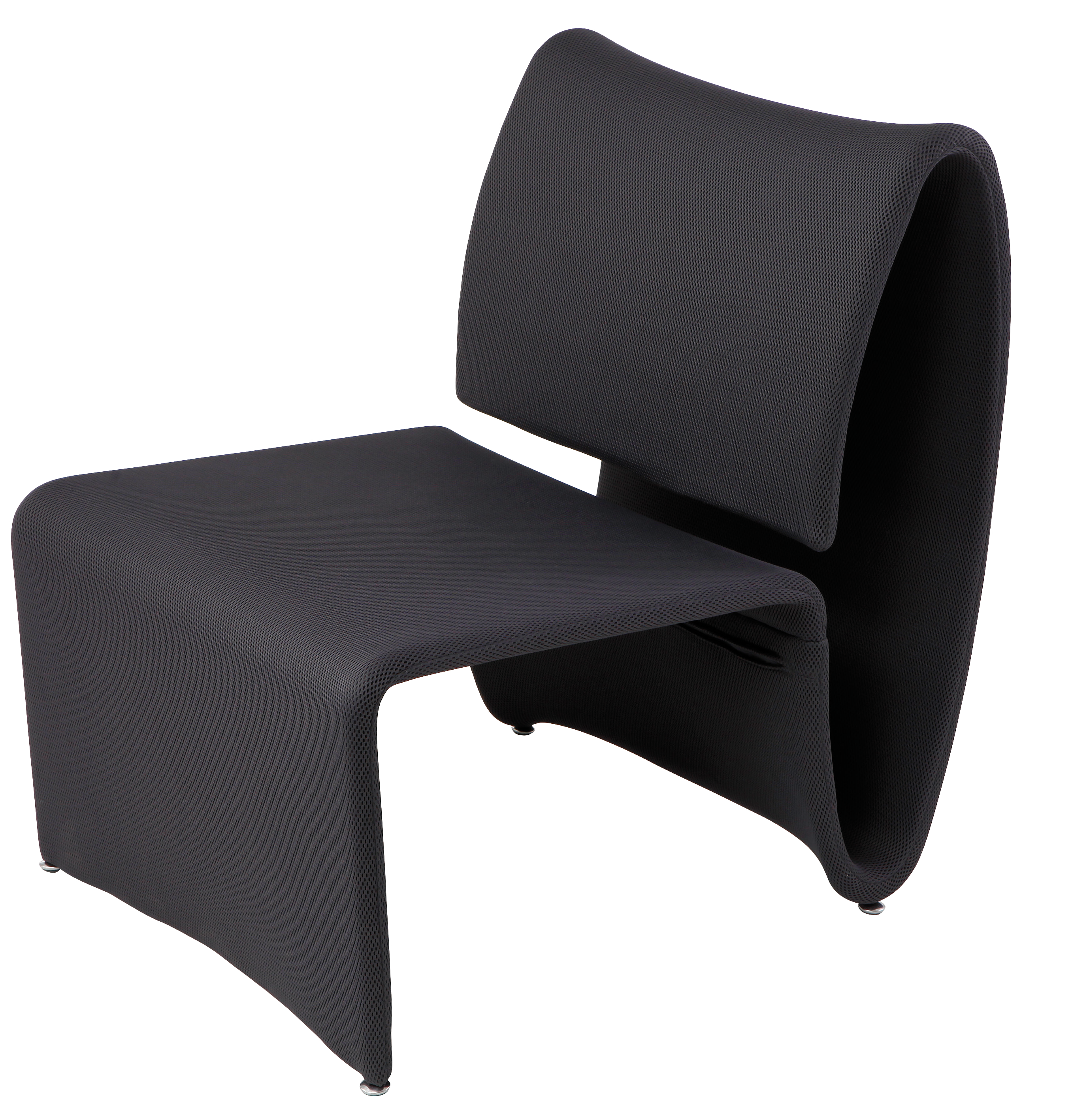 Modern black mesh reception chair with curved backrest and minimalist design