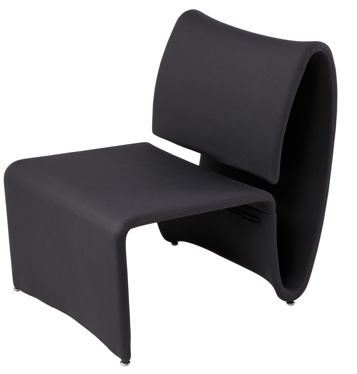 Modern black mesh reception chair with curved backrest and minimalist design