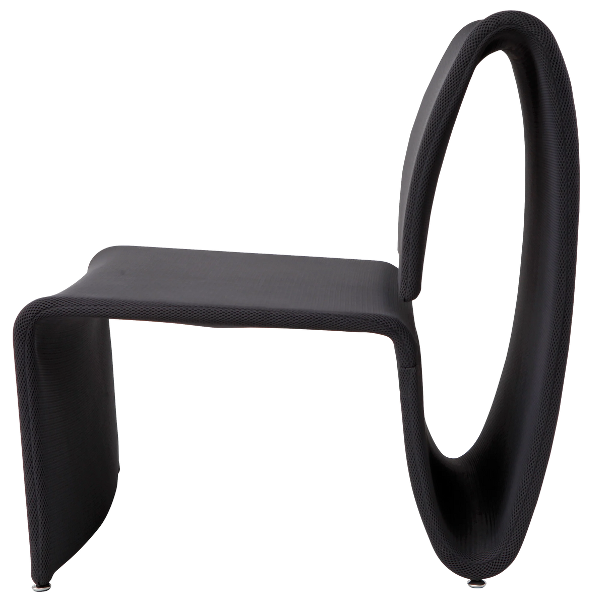 Modern black mesh reception chair with curved backrest and minimalist design