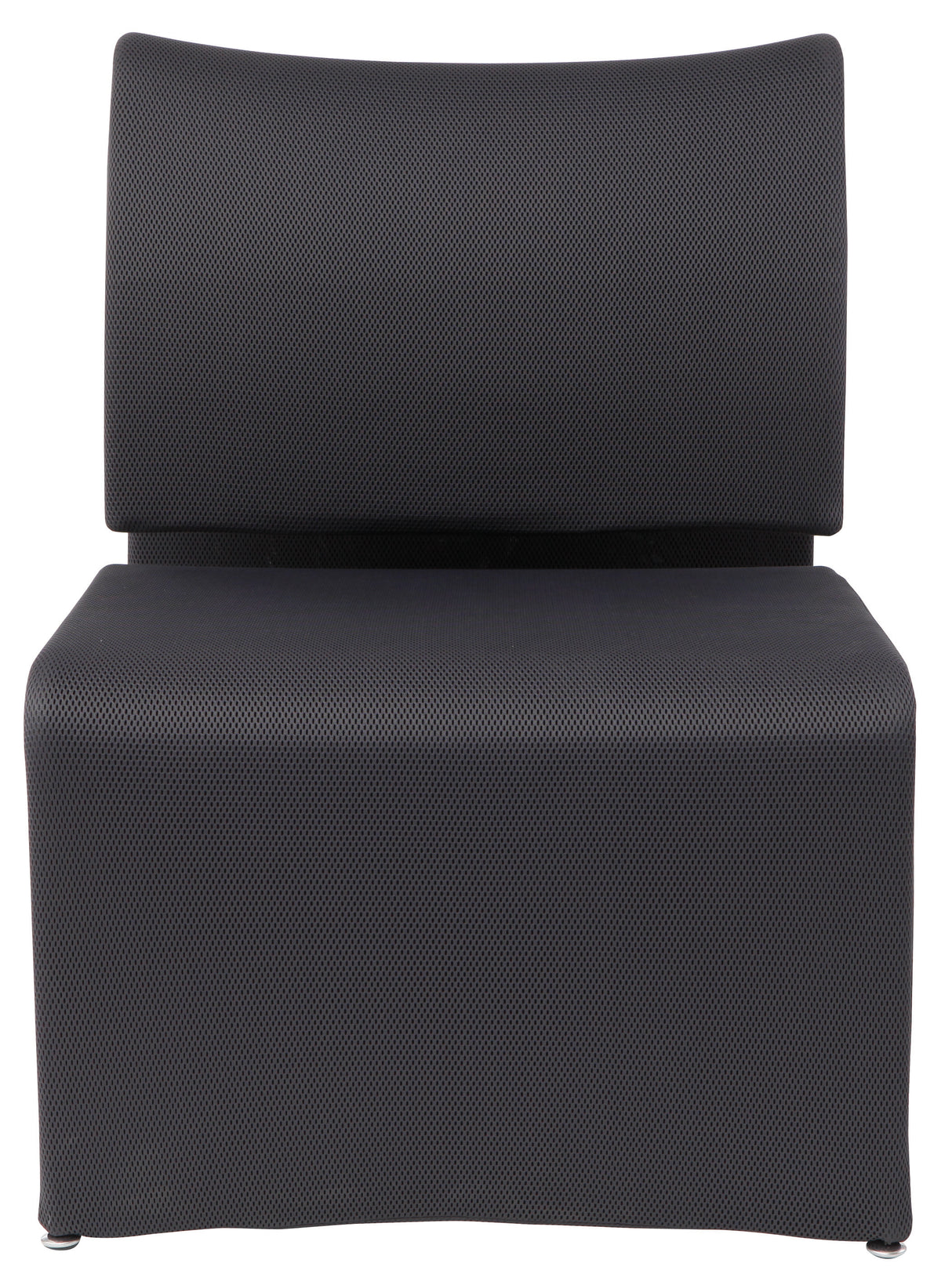 Modern black mesh reception chair with a single seat, ideal for office or waiting area seating
