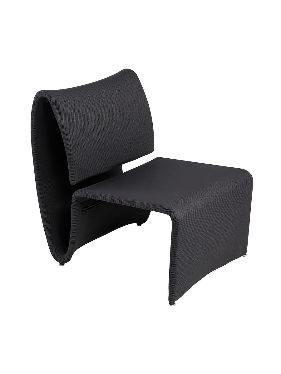 Modern black mesh reception chair with curved backrest and minimalist design