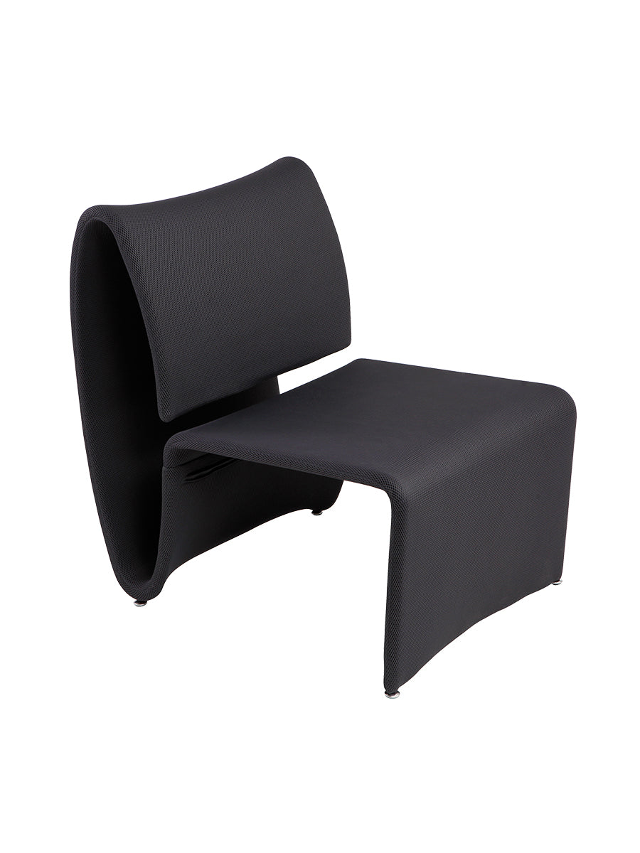 Modern black mesh reception chair with curved backrest and minimalist design