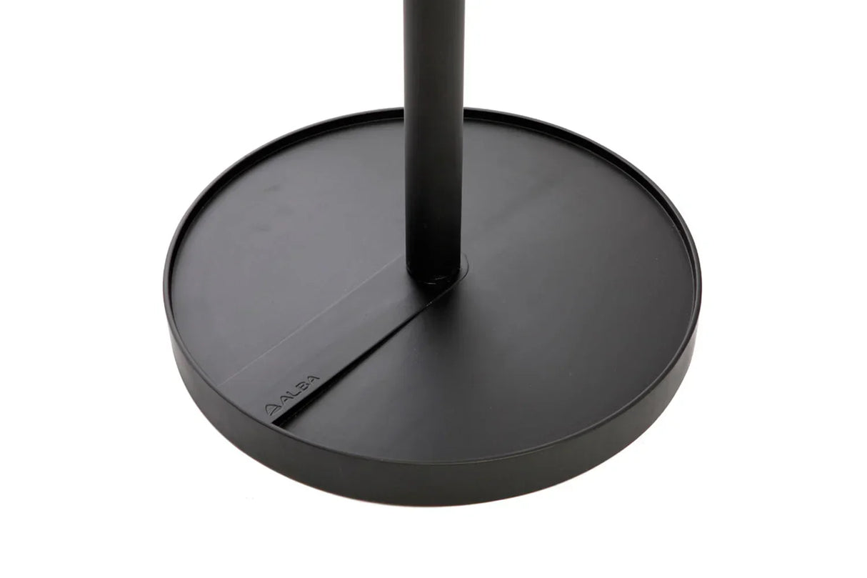 Black ALBA standing desk base with circular stability design for office or home workspace