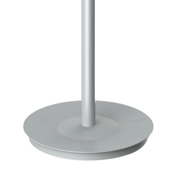 Modern silver coat stand base with integrated umbrella holder, minimalist office accessory