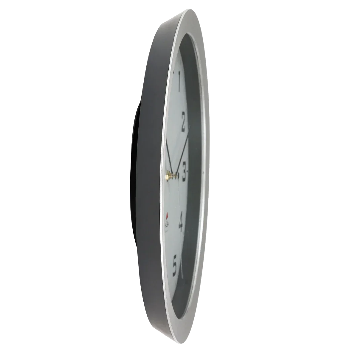 Modern gray wall clock with minimalist design, ideal for office or home workspace time management