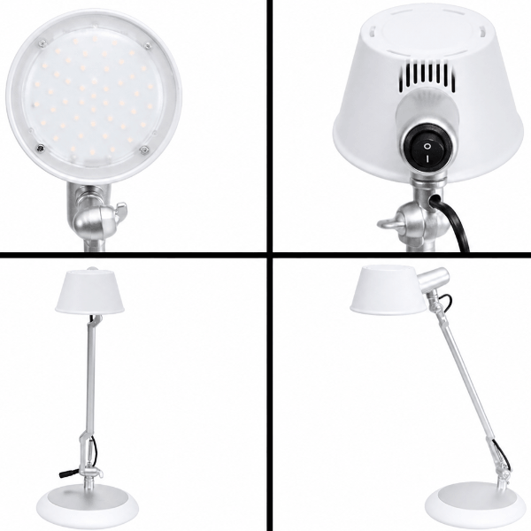 Alba White LED Desk Lamp – Adjustable Office Task Light with Articulated Arm