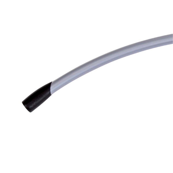 Close-up of a metal clothes hanger with a black ABS shoulder tip