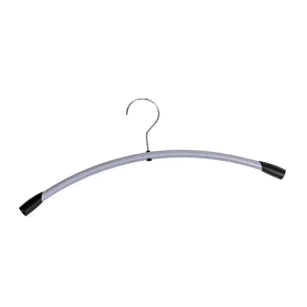 Alba heavy-duty metal clothes hanger with grey coating and black ABS shoulder tips