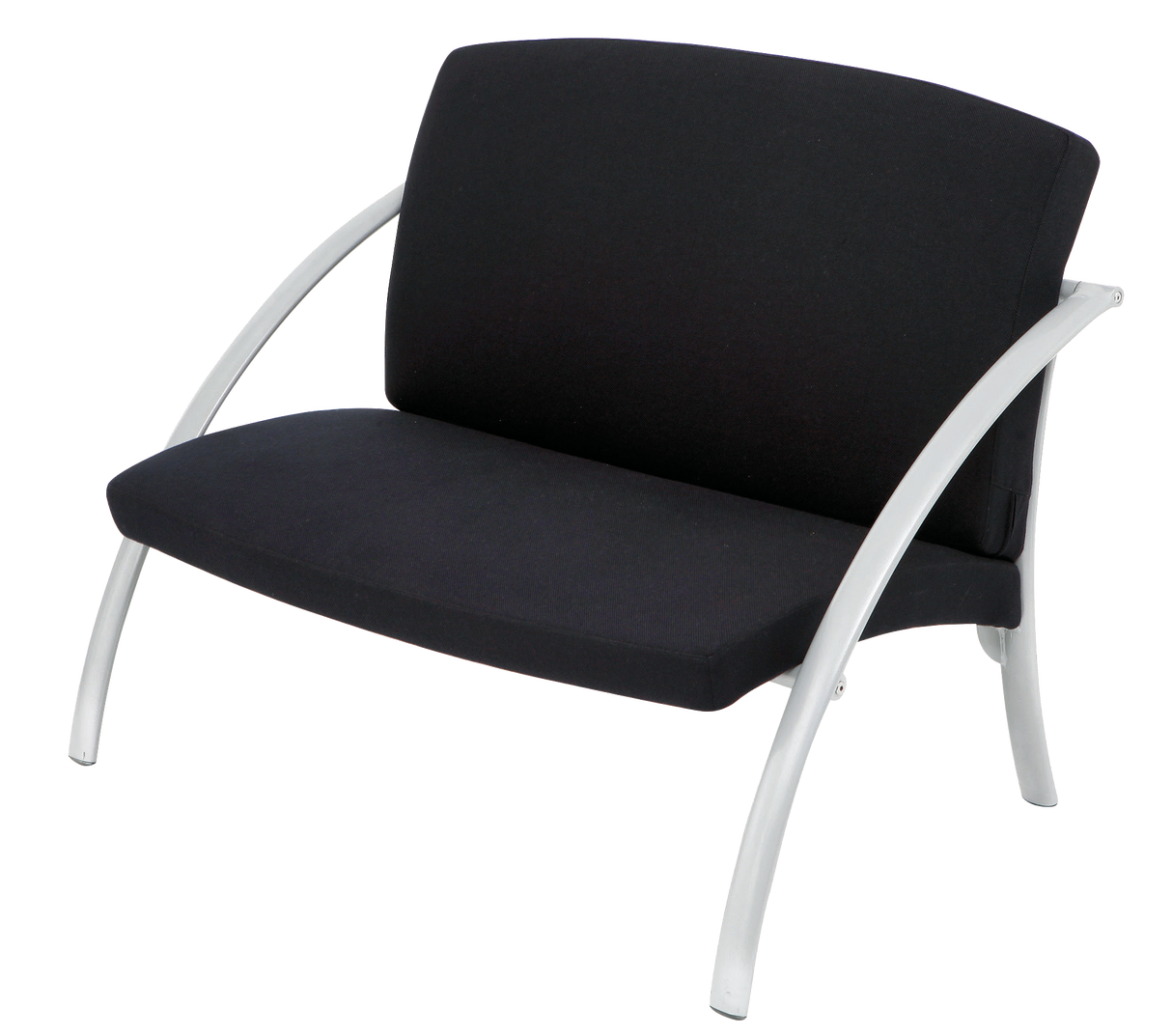 Alba Nova Two-Seat Reception Chair – Black Upholstered Guest Sofa with Steel Frame