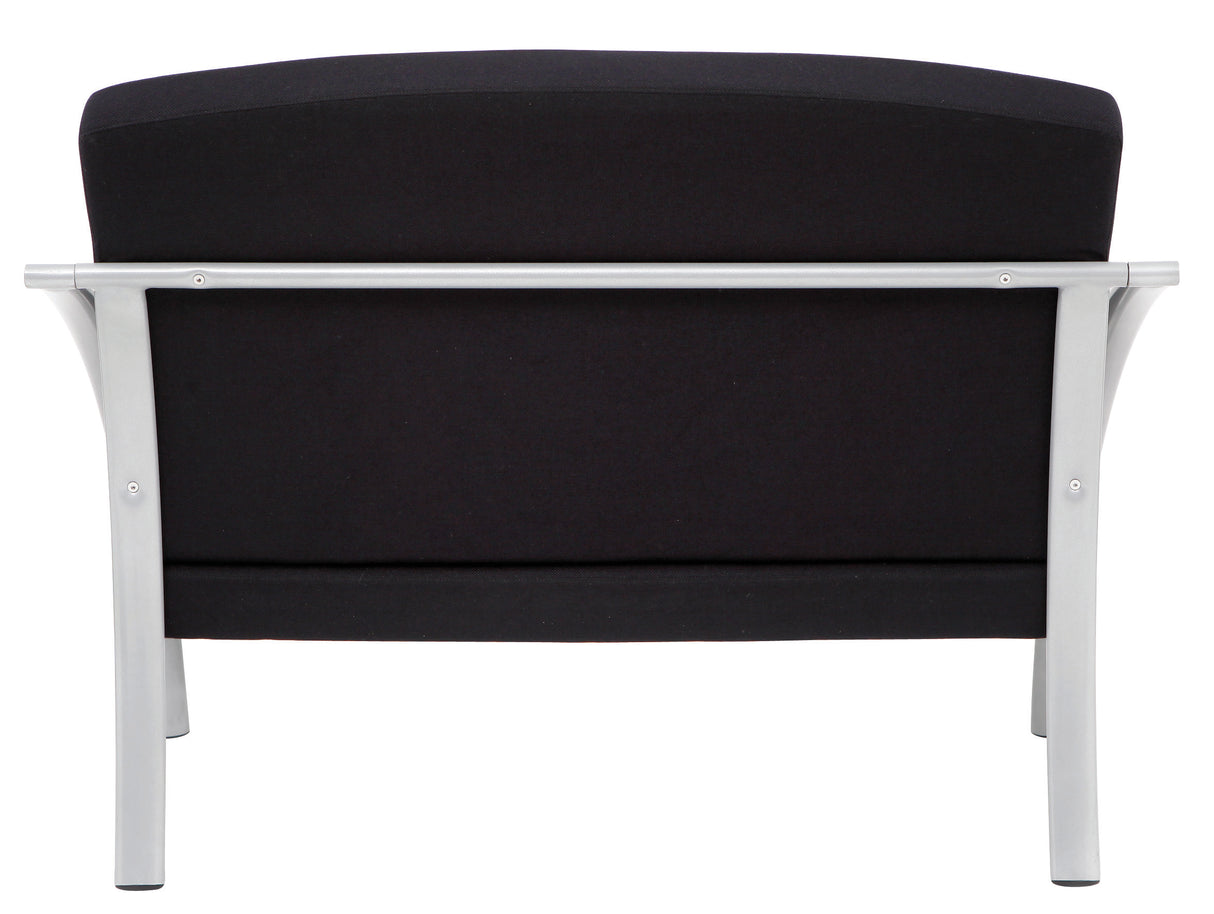 Alba Nova Two-Seat Reception Chair – Black Upholstered Guest Sofa with Steel Frame