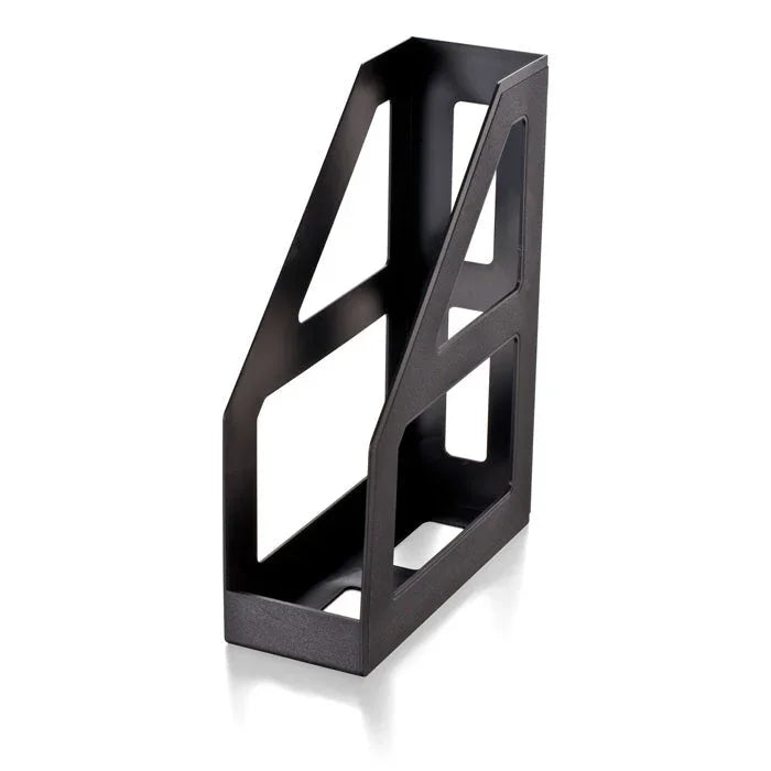 Black metal magazine file holder for desk or office organization