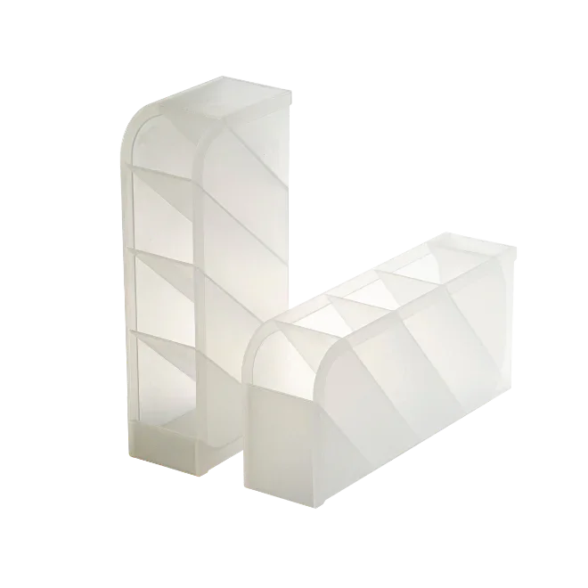 Clear plastic desktop pen holder organizer with multiple compartments