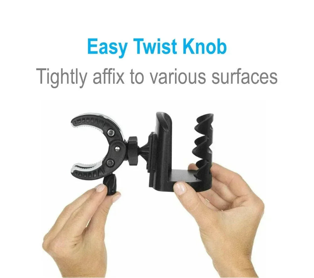 Easy twist knob phone holder for desks and surfaces