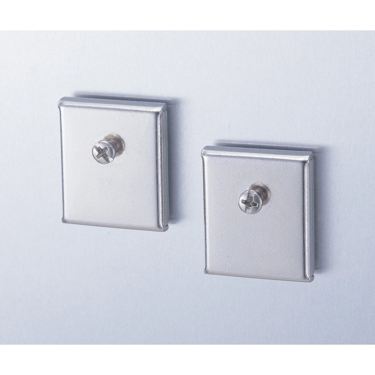 Silver square wall mounts with screws for office organization