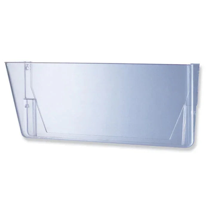 Clear plastic wall-mounted organizer for office or school supplies
