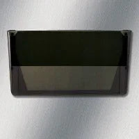 Black magnetic business card holder on stainless steel surface
