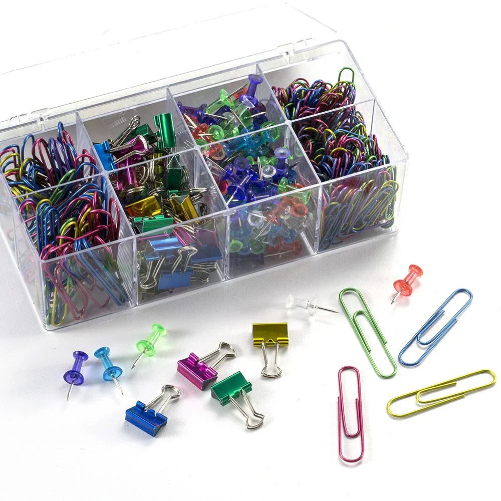 Paper Clip and Clamp Value-Pack with Organizer
