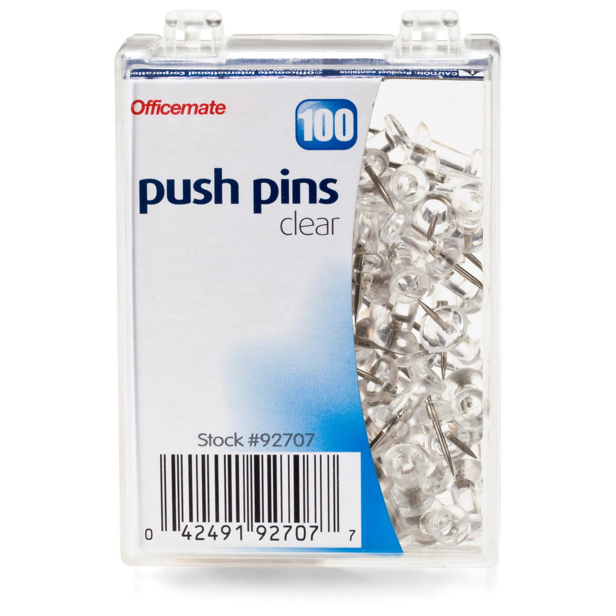 Push Pins, Clear, 100-Peggable Reusable Box