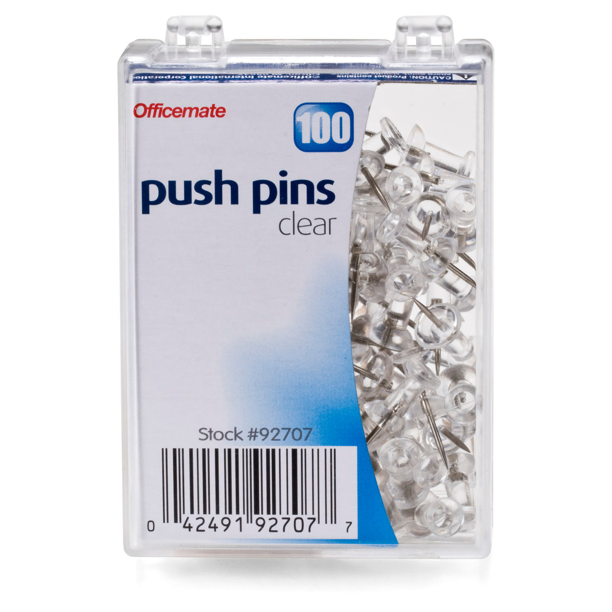 Push Pins, Clear, 100-Peggable Reusable Box