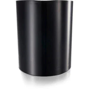 Black recycled pencil cup organizer on white background, office desk accessory