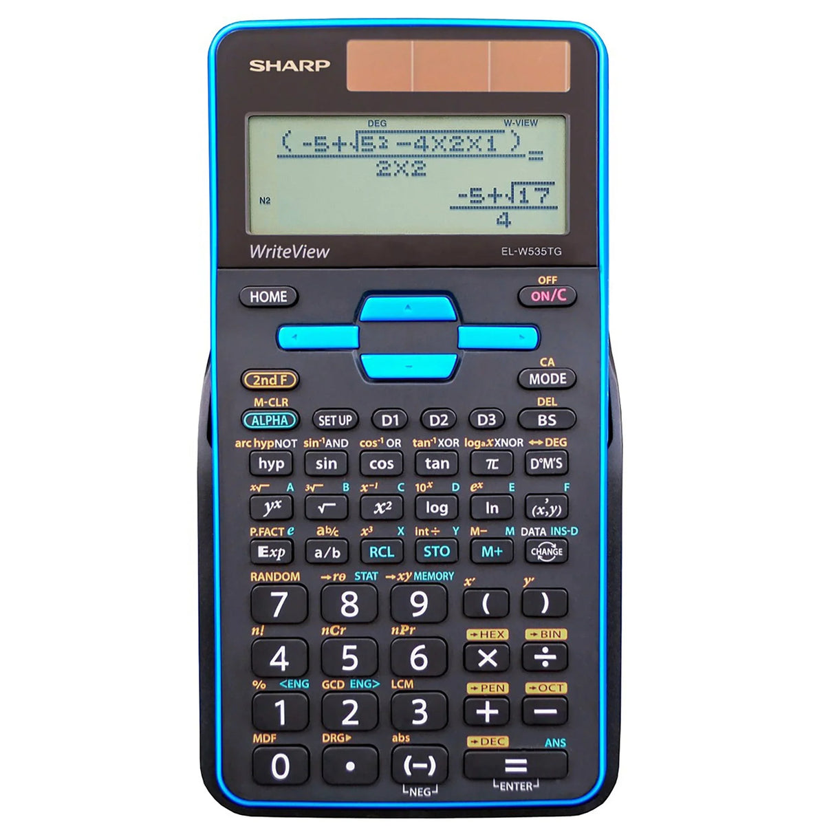 Scientific calculator with WriteView 4-line display and multi-function keypad