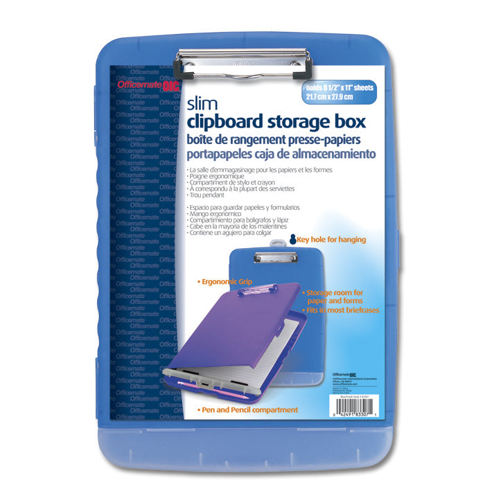 Slim Blue Clipboard Storage Box