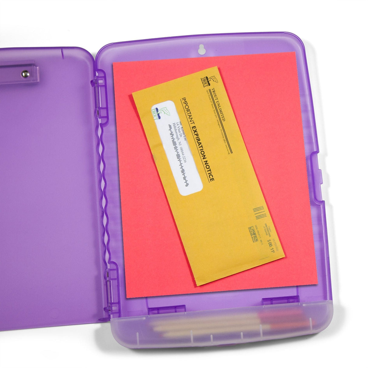 Slim Purple Clipboard Storage Box
