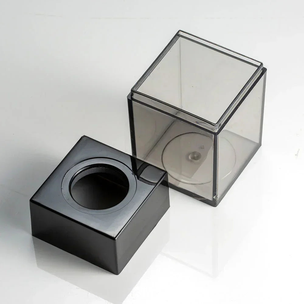 Black and clear plastic CD storage cases for office organization
