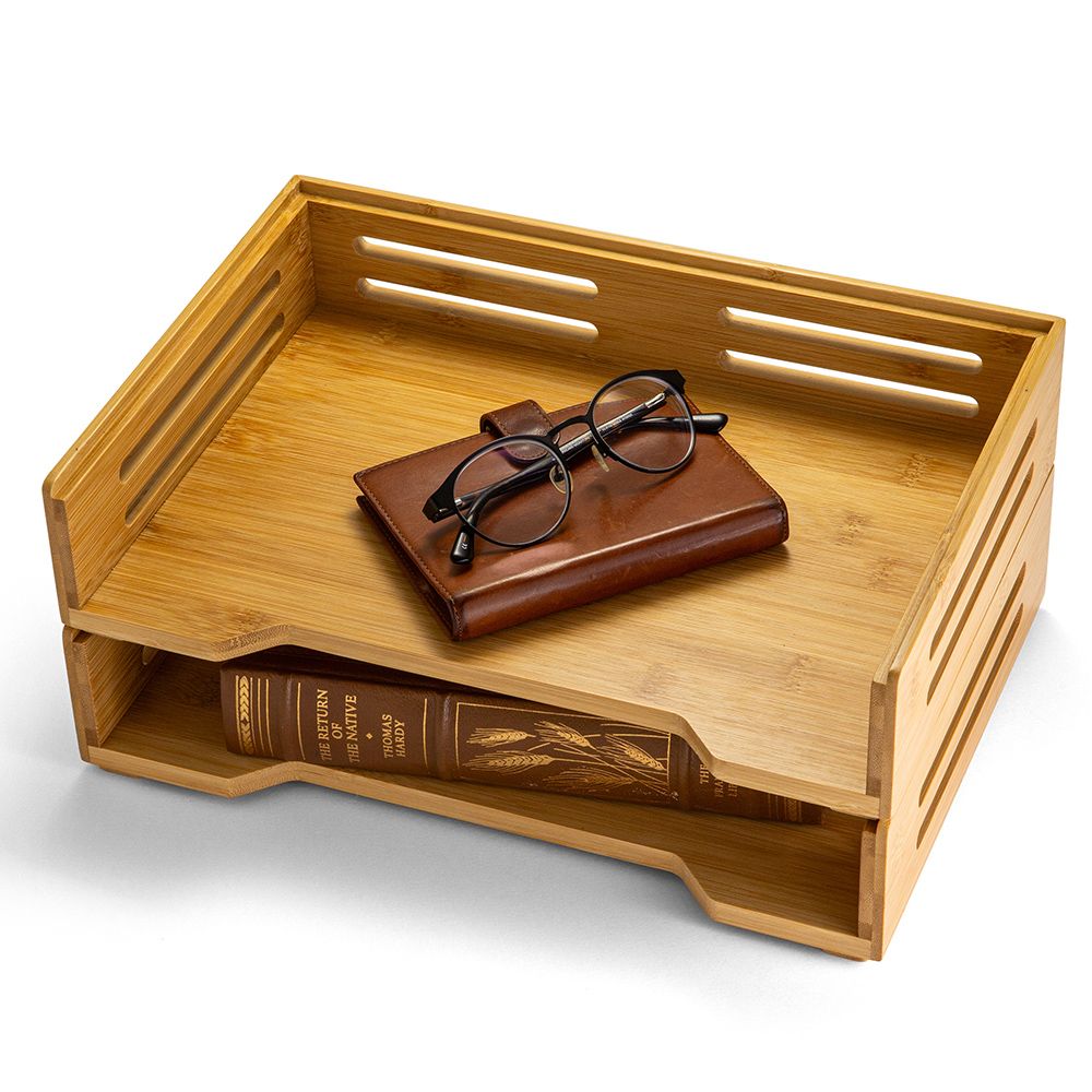 Stackable Bamboo Letter Tray
