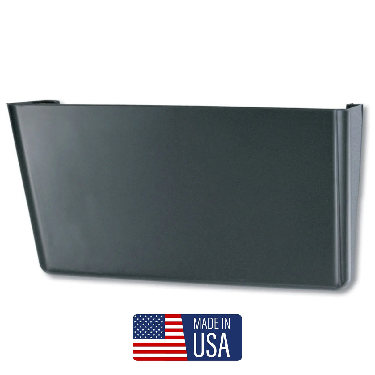 Black wall file organizer for office, with Made in USA label below