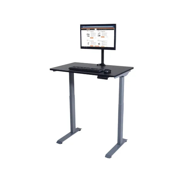 Victor® High Rise™ 36-inch compact electric standing desk with monitor, keyboard, and mouse