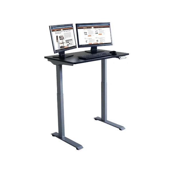 Victor® High Rise™ 36 inch compact electric height adjustable standing desk with dual monitors