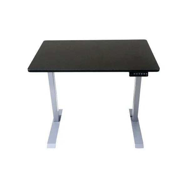 Victor® High Rise™ 36-inch compact electric standing desk with black top and silver legs