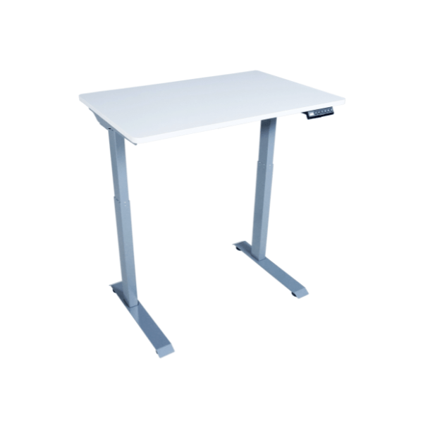 White desk with metal legs on a white background