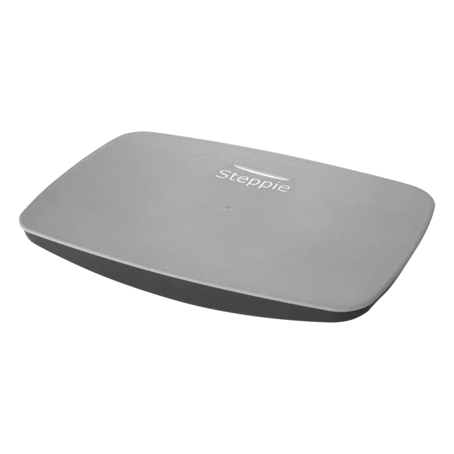 Gray Steppie balance board for standing desk, ergonomic office accessory