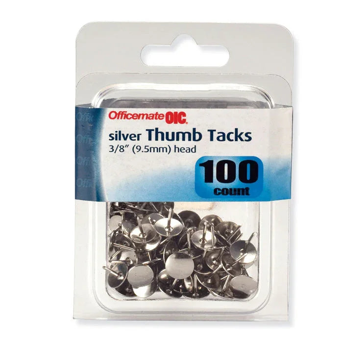 Thumb Clips and Fasteners - Tacks, 3/8-inch, Silver