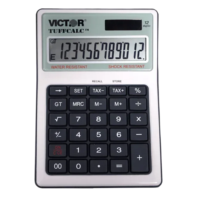 Victor TuffCalc 12-digit water-resistant shock-resistant calculator with black keys and large display