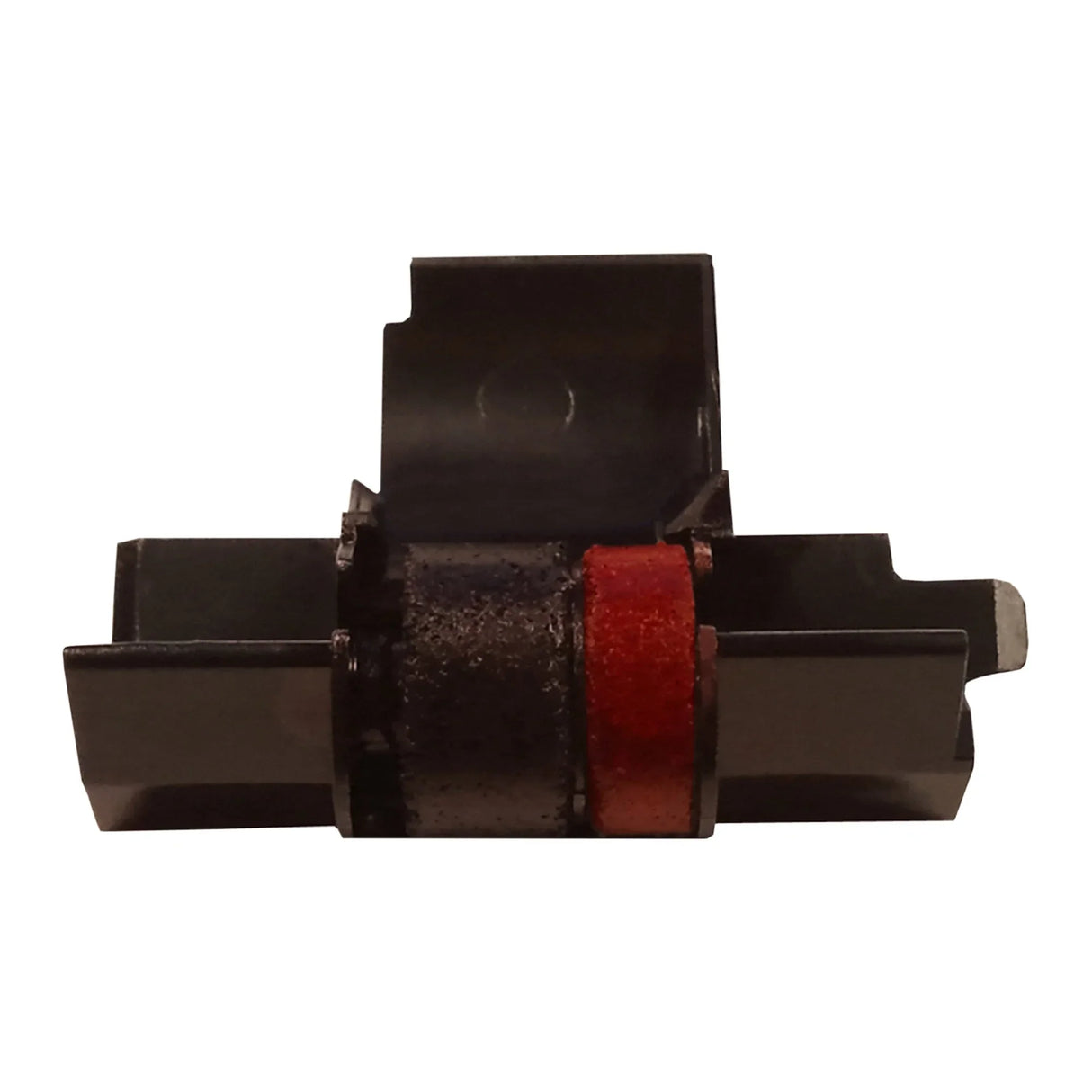 Two-color calculator ink ribbon refill with red and black segments on white background