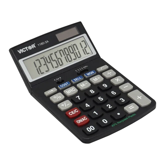 12-digit business calculator with large LCD screen and cost-sell-margin function keys
