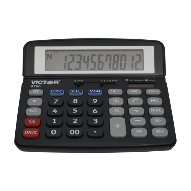 12-digit desktop business calculator with large display and financial function buttons