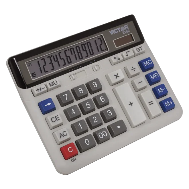 12-digit desktop calculator with large display and color-coded function keys