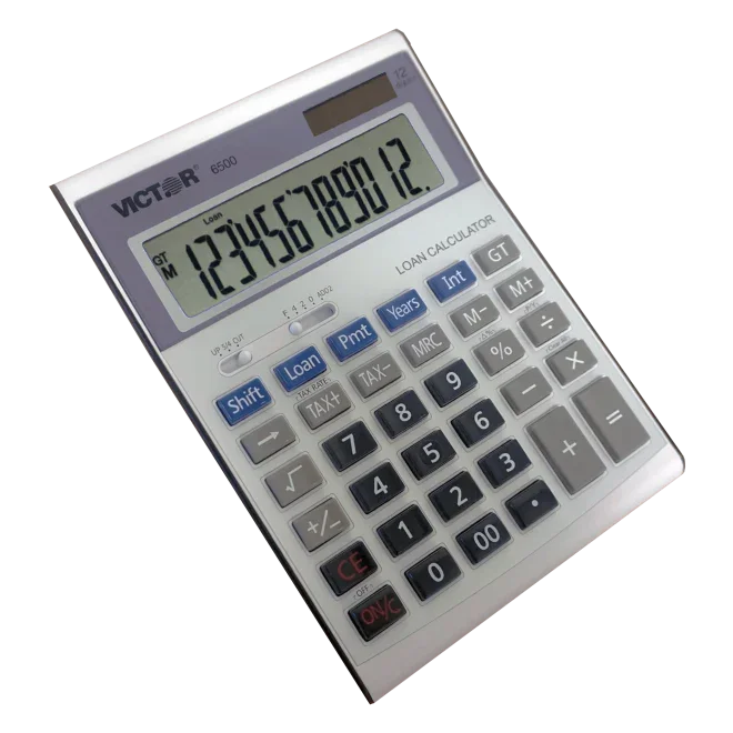 12-digit desktop financial calculator with large display and loan function keys