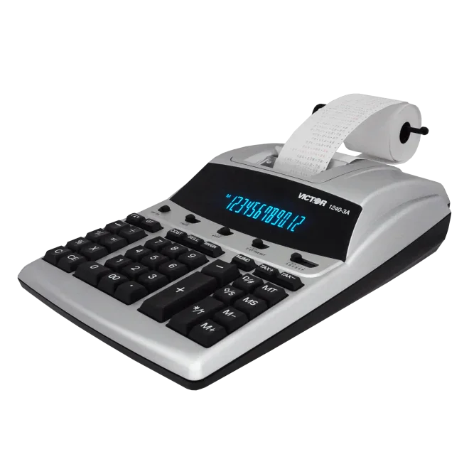 12-digit heavy-duty commercial printing calculator with paper roll and large keypad