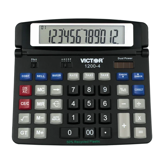 12-digit professional desktop calculator with large display and multi-function buttons