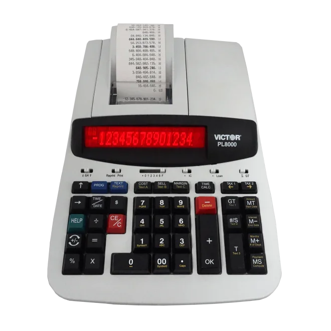 14-digit heavy duty commercial printing calculator with paper roll and digital display
