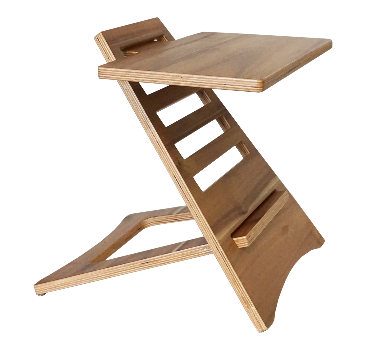 Acacia wood high-rise adjustable laptop riser with slotted backrest