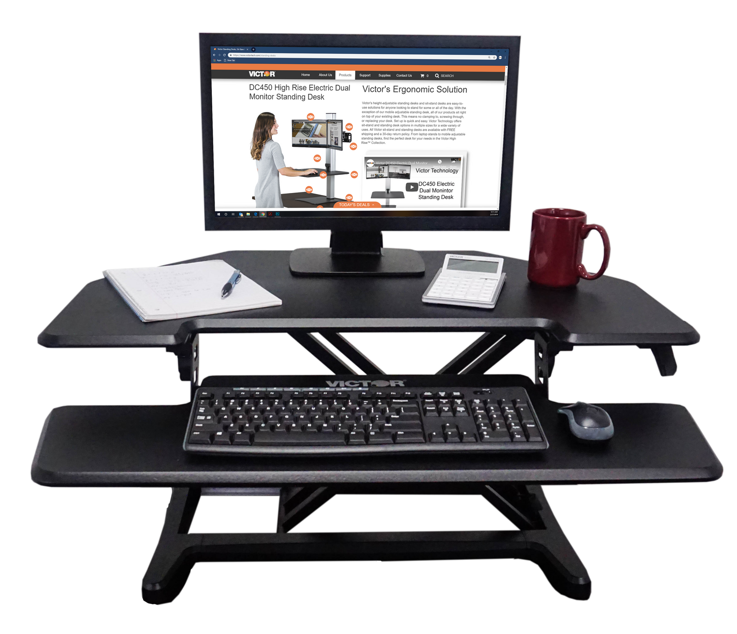 VICTOR® High Rise™ Adjustable Height Corner Standing Desk with Removable Keyboard Tray