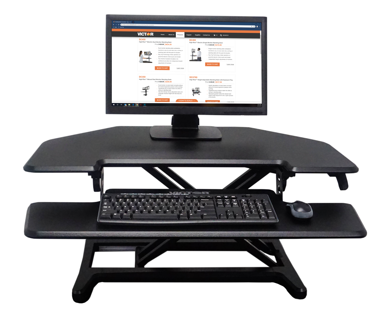 VICTOR® High Rise™ Adjustable Height Corner Standing Desk with Removable Keyboard Tray