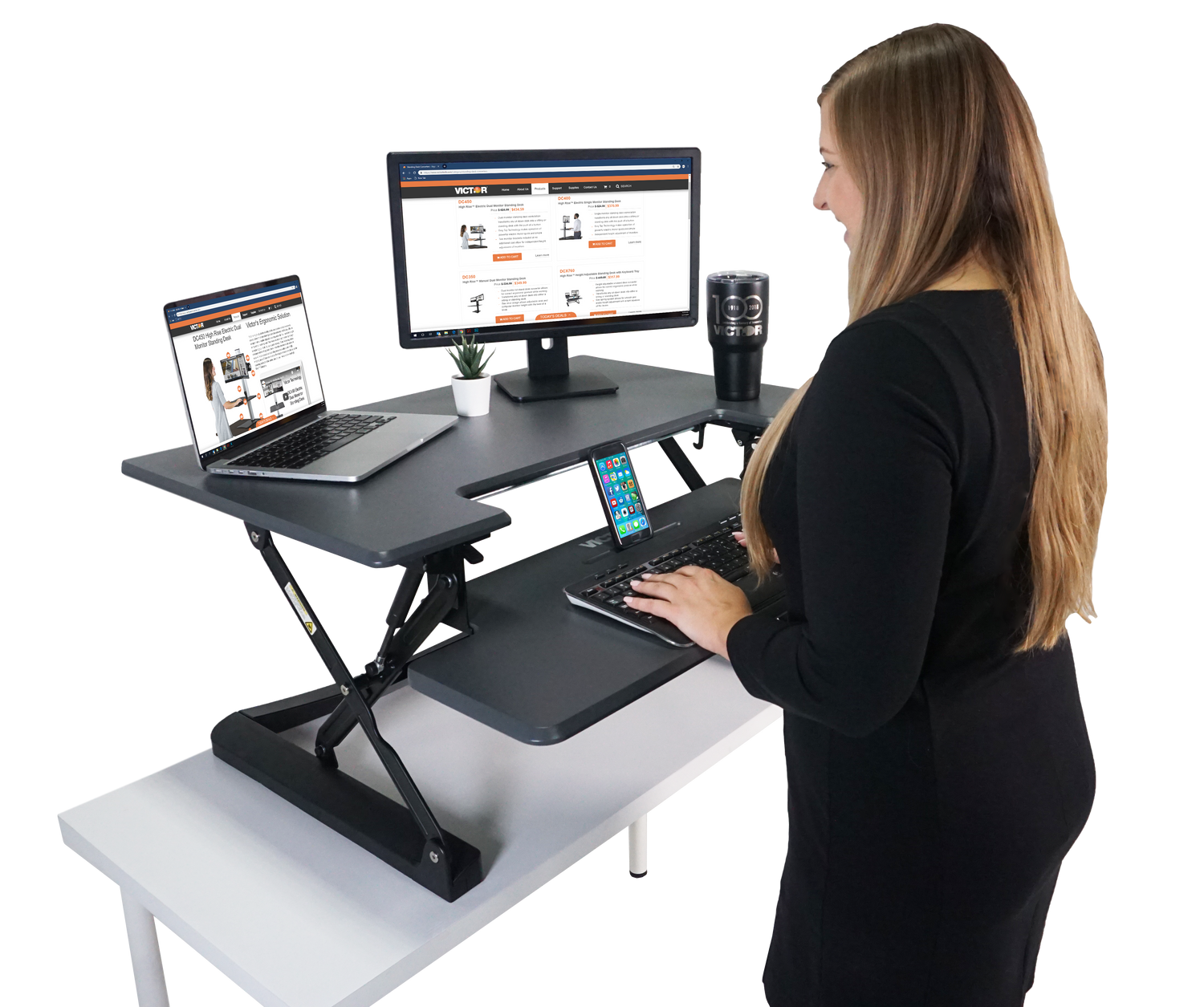 VICTOR® High Rise™ Adjustable Height Standing Desk with Keyboard Tray