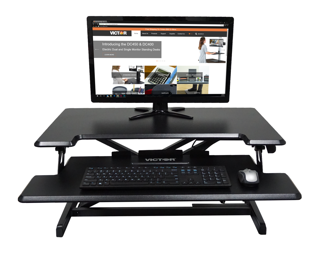 VICTOR® High Rise™ Compact Adjustable Height Standing Desk with Keyboard Tray